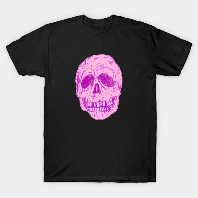 Silver Shamrock Skull (Neon Pink) T-Shirt by attackofthegiantants